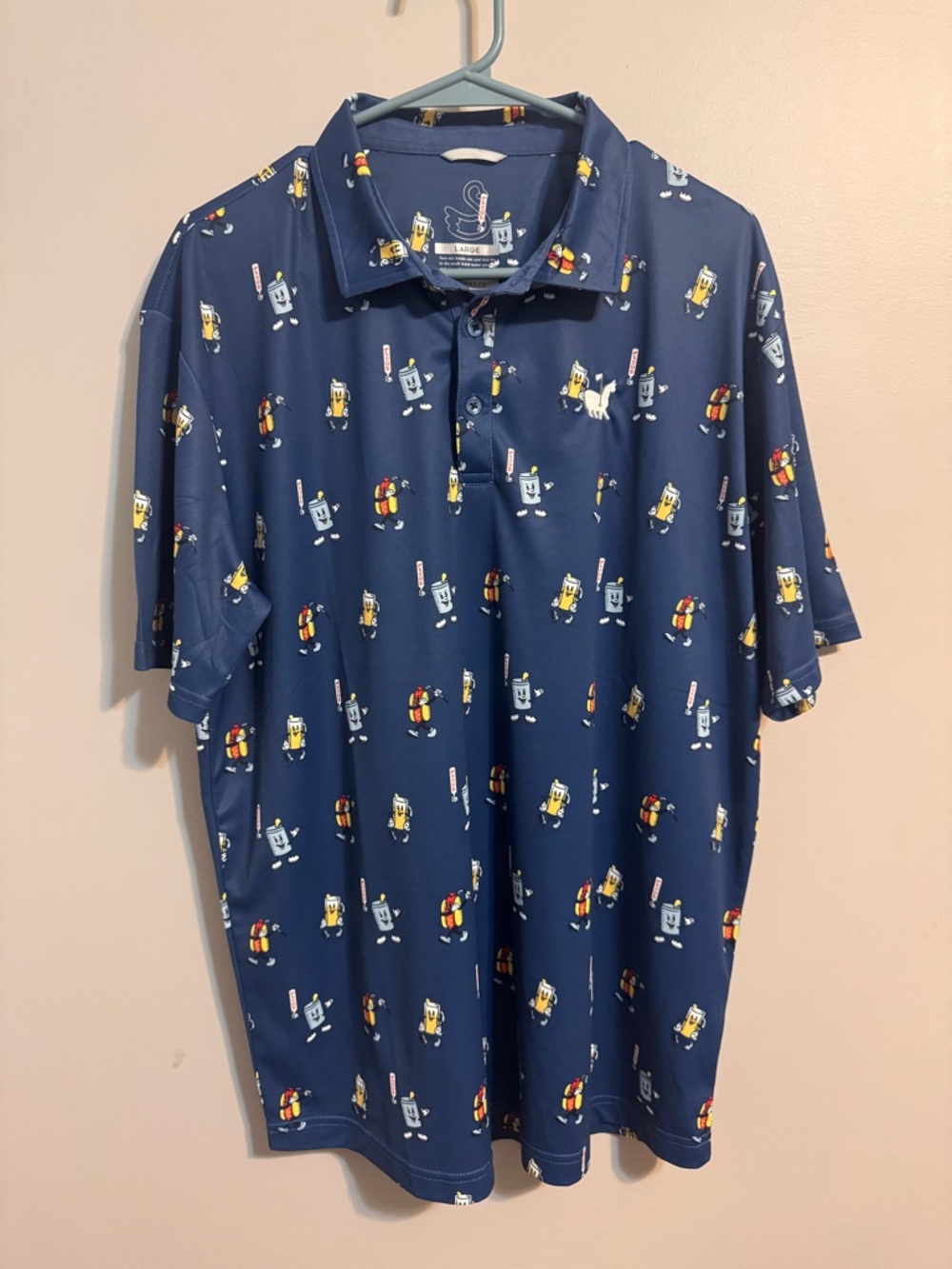 Swannies Golf beer and hot dog golf performance polo Men’s Large
